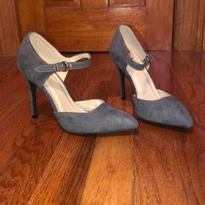 Gray suede heels